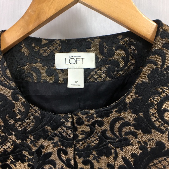Ann Taylor jacquard bolero/shrug (black and gold) - Picture 3 of 6